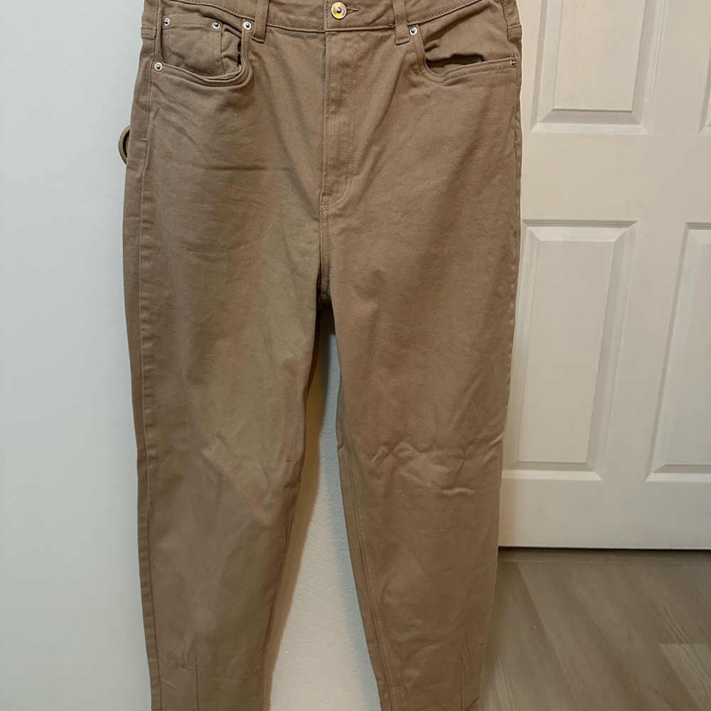 Tan High-Waisted Pants